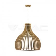 Wooden Pendant Light With Chrome Decorat