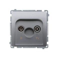 Zásuvka R-TV koncová (10dB)pro průběžné zásuvky, stříbrná matná metalizované