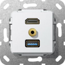 HDMI,USB 3.0 A,mini Gen.ch., kr.kabel vložka čistě bílá GIRA 568003