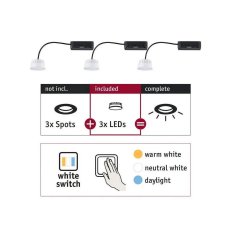 Choose RL 3 Coins WhiteSwitch LED 3x6.5W