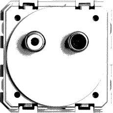 Přístroj zásuvky audio 2 RCA, šroubové připojení gallery, 45x45mm, kulatý profil