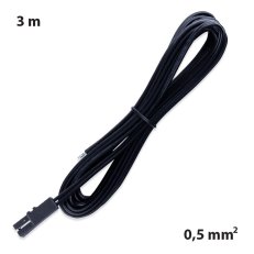 Připojovací kabel s FP konektorem (zásuvka), 3m  0,5mm2, černý, volný konec 5mm