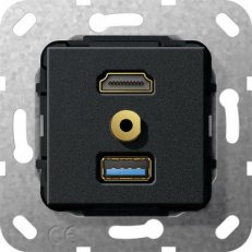 HDMI,USB 3.0 A,mini Gen.ch., kr.kabel vložka černá mat GIRA 568010
