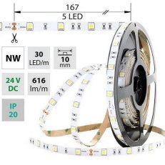 LED pásek SMD5050 NW, 30LED, 50m, 24V, 8,5 W/m MCLED ML-126.664.60.2