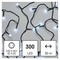 LED vánoční cherry řetěz kuličky 30 m venkovní i vnitřní studená bílá časovač