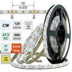 LED pásek SMD2835 CW,120LED/m, 10m, 24V, 7 W/m MCLED ML-126.822.60.7