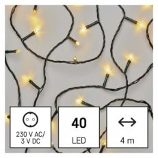 LED vánoční řetěz, 4 m, venkovní i vnitřní, teplá bílá, časovač EMOS D4AW01