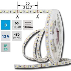 LED pásek SMD5050 modrý, 60LED/m, 5m, 12V, 14,4 W/m MCLED ML-121.597.60.0