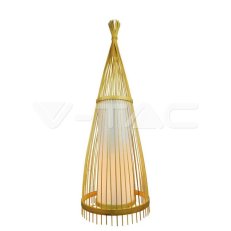 Wooden Floor Lamp With Rattan Lampshade