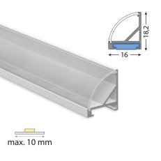 Rohový hliníkový profil RC 18x16 mm včetně čirého difuzoru 1 m