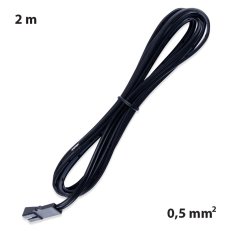 Připojovací kabel s FP konektorem (zásuvka), 2m  0,5mm2, černý, volný konec 5mm