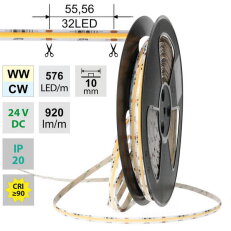 LED pásek COB dual white - dim to warm 10W  DC24V 920lm/m CRI90 IP20 10mm