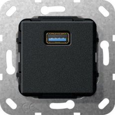 USB 3.0 A Gender changer vložka černá mat GIRA 568210