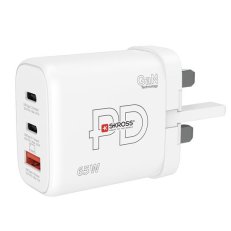 USB A+C nabíjecí adaptér Power charger 65W GaN UK Power Delivery typ G