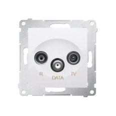 Zásuvka R-TV-DATA, (strojek s krytem) bílá KONTAKT SIMON DAD.01/11