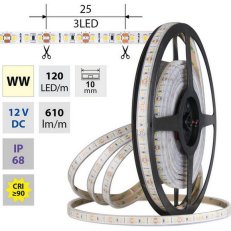 LED pásek SMD2835 WW 120LED/m 5m, 12V, 9,6 W/m MCLED ML-121.868.60.0