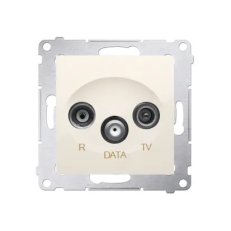 Zásuvka R-TV-DATA, (strojek s krytem) krémová KONTAKT SIMON DAD.01/41