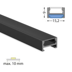 Přisazený hliníkový profil PDA 15x9mm bez difuzoru černý 2m