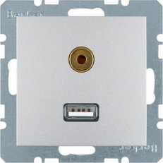 Zásuvka, USB/3,5 mm Audio, S.1/B.x, alu, mat BERKER 3315391404
