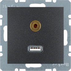 Zásuvka, USB/3,5 mm Audio, S.1/B.x, antracit, mat BERKER 3315391606