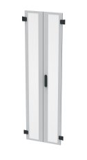 Dveře plechové s perforací 80% LC-50, 42U, šířky 600 dvoukřídlé RAL7035 3b zámek