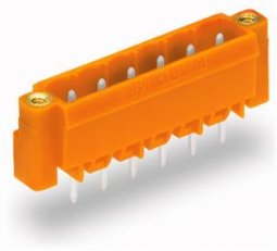 Konektor s pájecími piny THT, pájecí kontakt 1,0x1,0 mm, rovné, oranžová 4pól.