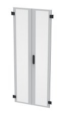 Dveře plechové s perforací 80% LC-50, 42U, šířky 800 dvoukřídlé RAL7035 3b zámek