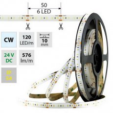 LED pásek SMD2216 CW, 120LED, 5m, 24V, 7,2 W/m MCLED ML-126.741.60.0