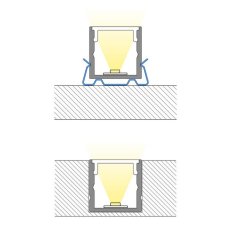 Přisazený hliníkový profil černý  PY 15x15mm, včetně mléčného difuzoru 1m