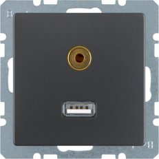 Zásuvka, USB/3,5 mm Audio, Q.x, antracit, sametová BERKER 3315396086