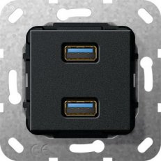 USB 3.0 A 2x vložka černá mat GIRA 568510
