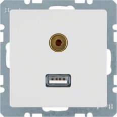Zásuvka, USB/3,5 mm Audio, Q.x, bílá, sametová BERKER 3315396089