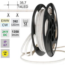 LED pásek Dot-Free dual white EWW-CW 14W  DC24V 1350lm/m CRI90 IP67 12mm