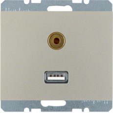 Zásuvka, USB/3,5 mm Audio, K.5, ušlecht. ocel, lak. BERKER 3315397004