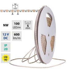 LED pásek stranový SMD3014 NW 100LED/m 6W/m 600lm/m CRI90 IP20 DC12V 5mm 50m