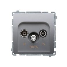 Zásuvka RTV-DATA 1x vstup: 5-865MHz, stříbrná matná metalizované BMAD.01/43