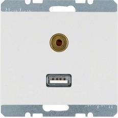 Zásuvka, USB/3,5 mm Audio, K.1, bílá, lesk BERKER 3315397009