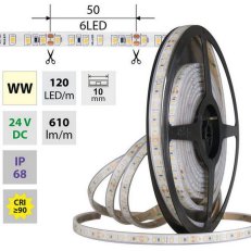 LED pásek SMD2835 WW, 120LED/m, 5 m, 24V, 9,6 W/m MCLED ML-126.868.60.0