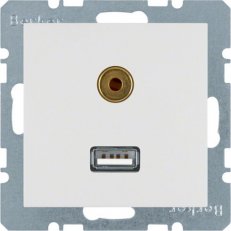 Zásuvka, USB/3,5 mm Audio, S.1/B.x, bílá, lesk BERKER 3315398989