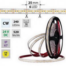 LED pásek SMD2835 CW 240LED/m 50m, 24V, 6 W/m MCLED ML-126.032.90.2