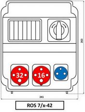 ROS 7/x-42 Zásuvková rozvodnice 1x3243+1