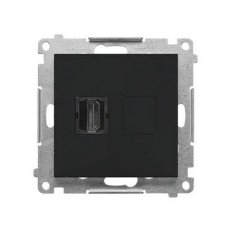 Zásuvka HDMI 1 násobná (přístroj s krytem) černá matná   TGHDMI.01/149