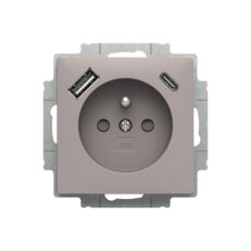 ABB ZONI Zásuvka s kolíkem, s clonkami, USB-A/C greige 5569T-A32357 244