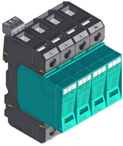 Přepěťová ochrana PO II 4 R 280V/40kA, modulární, vyměnitelná, C+D