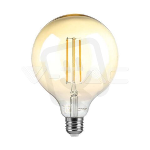 LED žárovka V-TAC 8W Filament E27 G125 Amber 2200K Dimmable Warm White VT-2018D