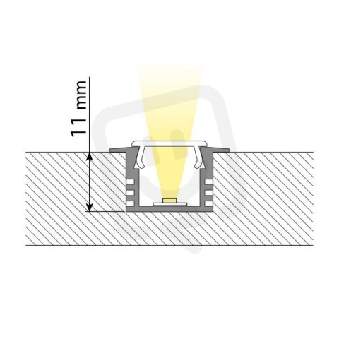 Vestavný hliníkový profil VL, 22x13 mm, mléčný difuzor, komplet, 2 m