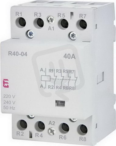 Modulární stykač R 40-04 230V, 4p, 3M, kontakty 4xNC,40A, 230V AC ETI 002463440