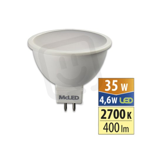 LED žárovka GU5.3 12V 4,6W 2700K CRI80 vyz. úhel 100° use 360° 400lm 550mA