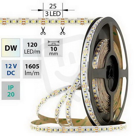 LED pásek SMD3527 EWW-CW 120LED 19W 50m, 12V, 19,2 W/m MCLED ML-122.632.60.2