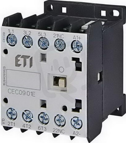 Miniaturní stykač ETI CEC09.01-24V DC 3p 3xNO+1xNC 20A(AC1)/9A(AC3 400V)